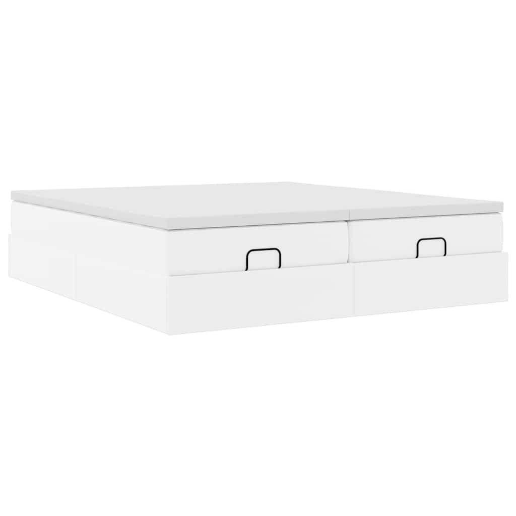vidaXL Ottoman-Bett mit Matratzen Weiß 200x200 cm Kunstleder