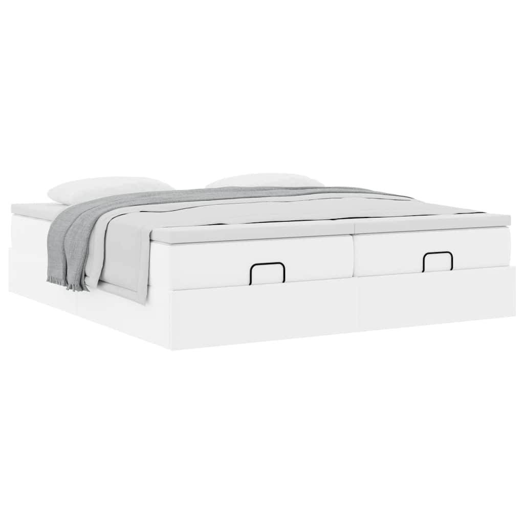 vidaXL Ottoman-Bett mit Matratzen Weiß 200x200 cm Kunstleder