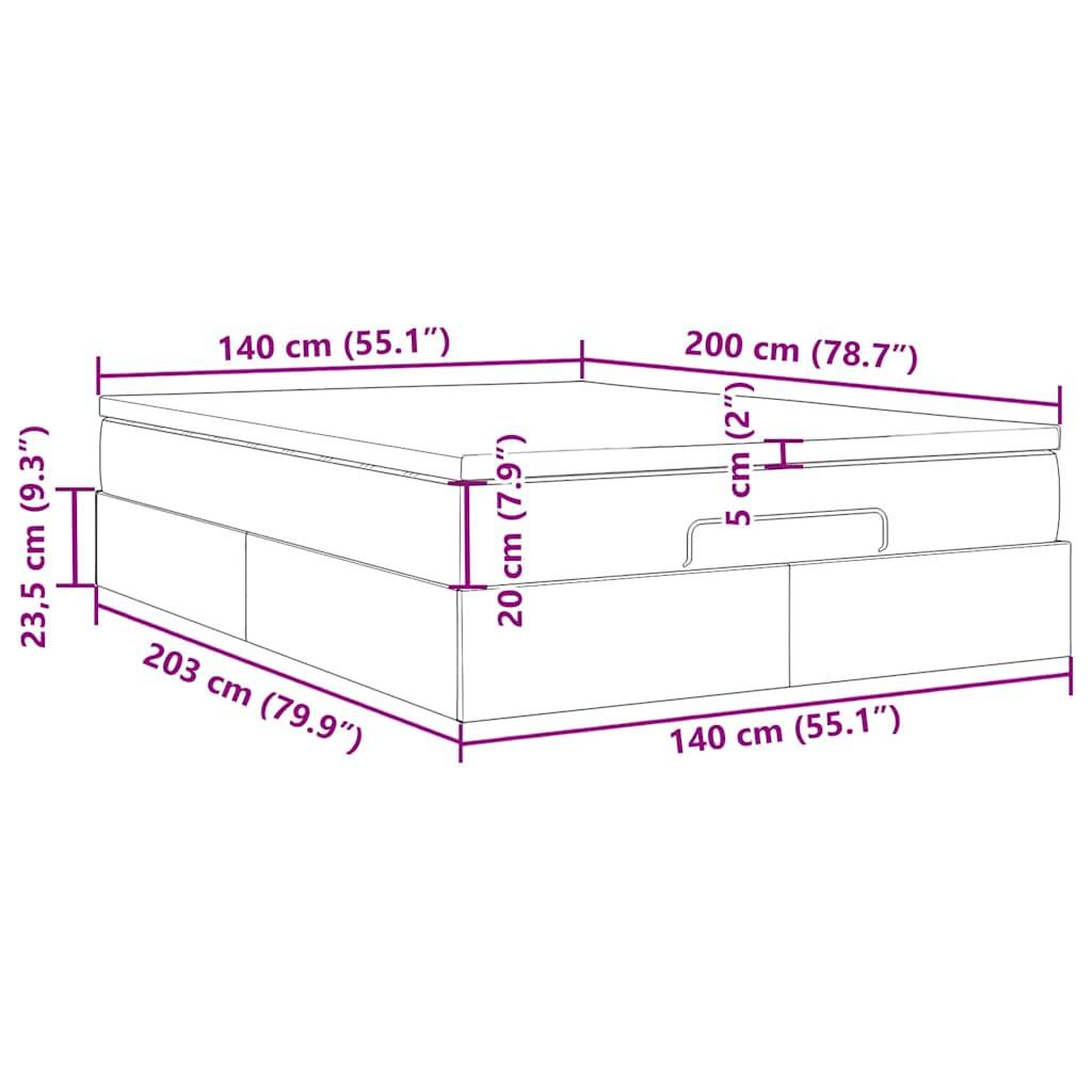 vidaXL Ottoman-Bett mit Matratze Rosa 140x200 cm Samt