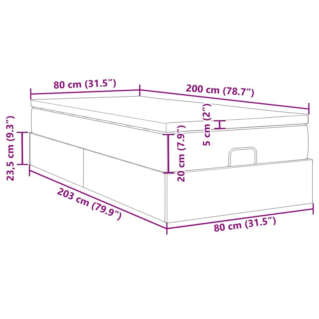 vidaXL Ottoman-Bett mit Matratze Schwarz 80x200 cm Kunstleder