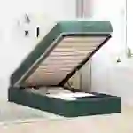 vidaXL Ottoman-Bett mit Matratze Dunkelgrün 90x200 cm Samt vidaXL Ottoman-Bett mit Matratze Dunkelgrün 90x200 cm Samt