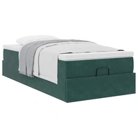 vidaXL Ottoman-Bett mit Matratze Dunkelgrün 90x200 cm Samt vidaXL Ottoman-Bett mit Matratze Dunkelgrün 90x200 cm Samt