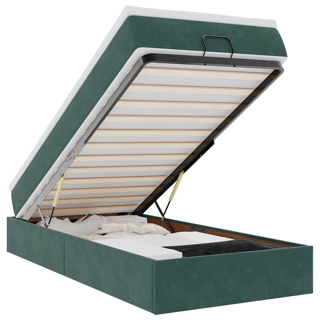 vidaXL Ottoman-Bett mit Matratze Dunkelgrün 90x200 cm Samt