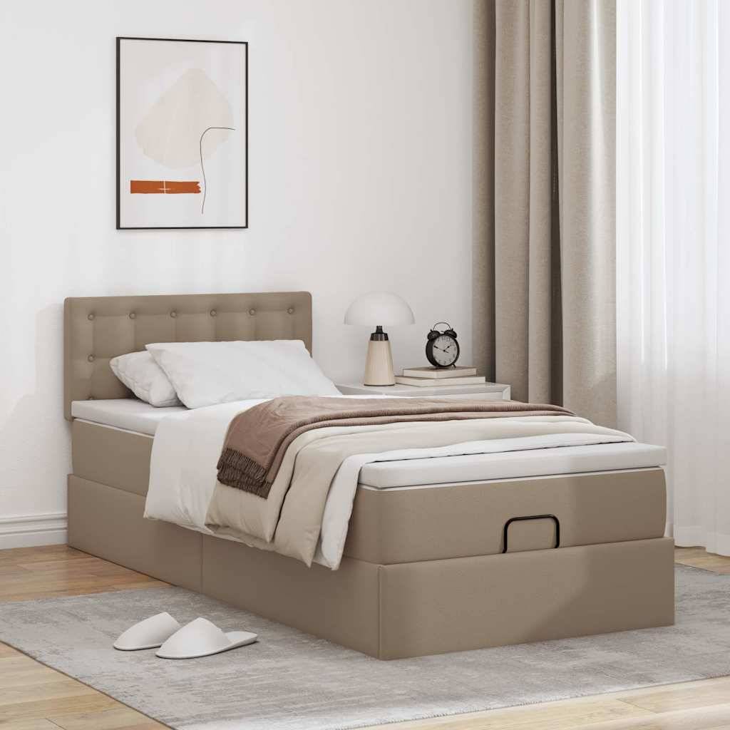vidaXL Ottoman-Bett mit Matratzen & LEDs 100x200cm Kunstleder