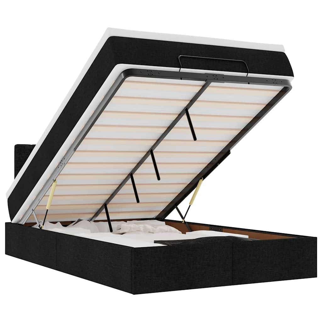 vidaXL Ottoman-Bett mit Matratze &amp; LEDs Schwarz 120x200 cm Stoff