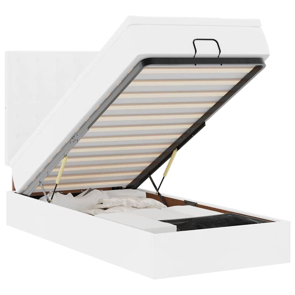 vidaXL Ottoman-Bett mit Matratze Weiß 90x190 cm Kunstleder