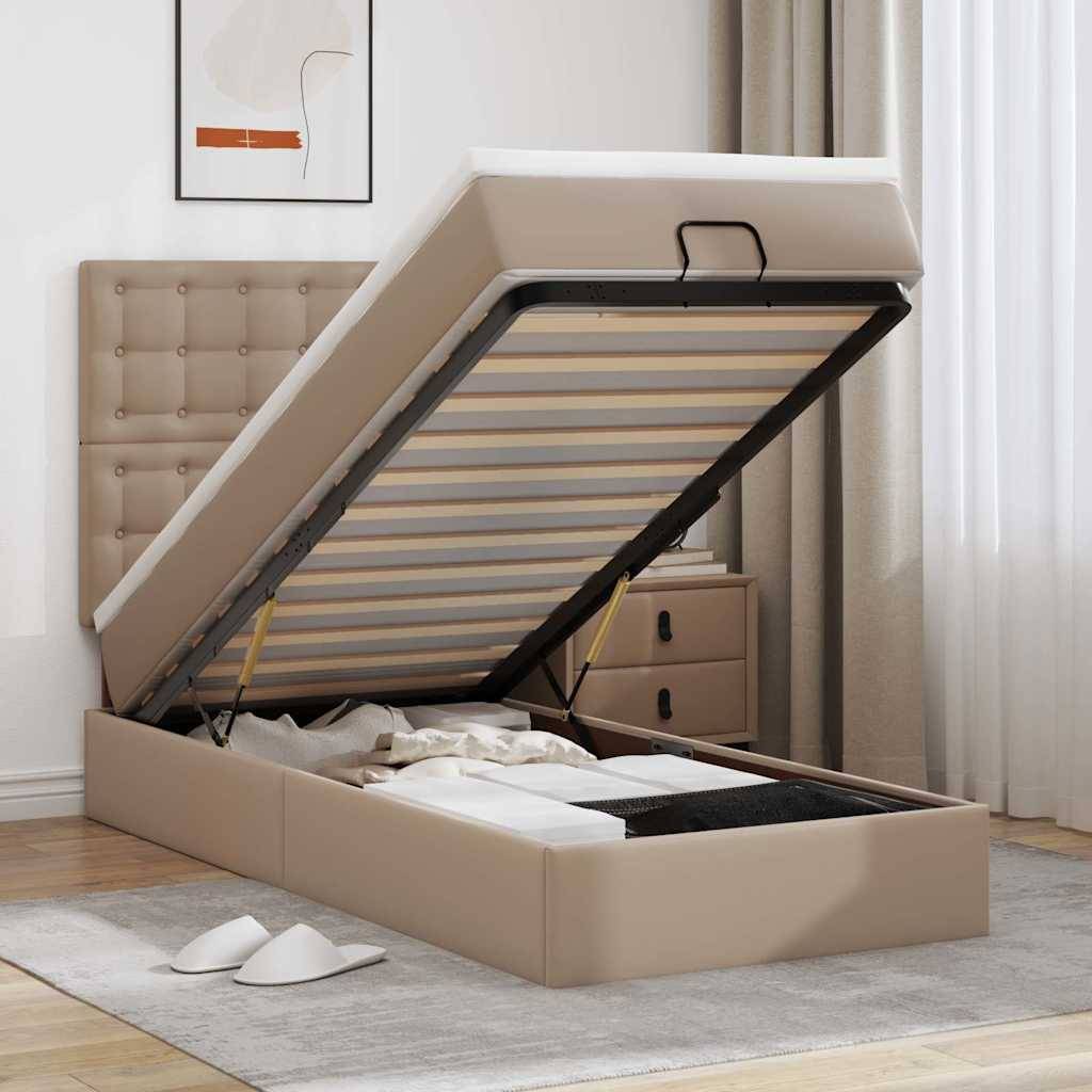 vidaXL Ottoman-Bett mit Matratze & LEDs 100x200cm Kunstleder
