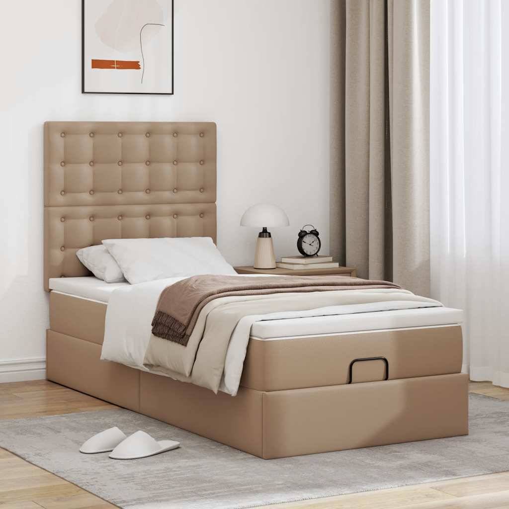vidaXL Ottoman-Bett mit Matratze & LEDs 90x190 cm Kunstleder