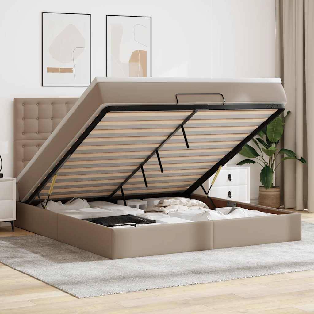 vidaXL Ottoman-Bett mit Matratze Cappuccino-Braun 160x200cm Kunstleder