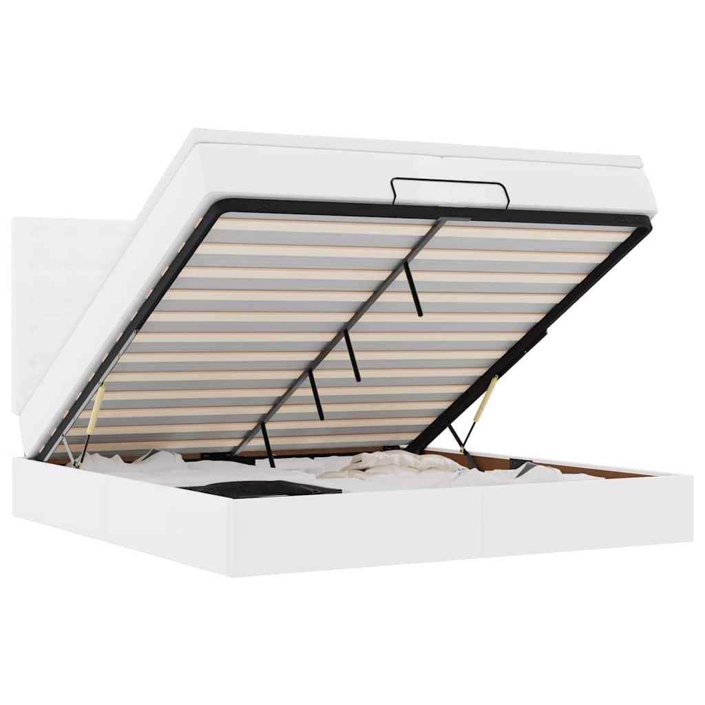 vidaXL Ottoman-Bett mit Matratzen Weiß 200x200 cm Kunstleder