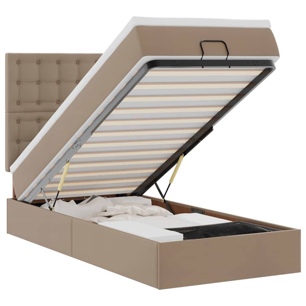 vidaXL Ottoman-Bett mit Matratze &amp; LEDs 100x200cm Kunstleder