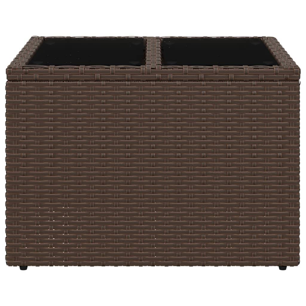 vidaXL Gartentisch mit Glasplatte Braun 55x55x37 cm Poly Rattan