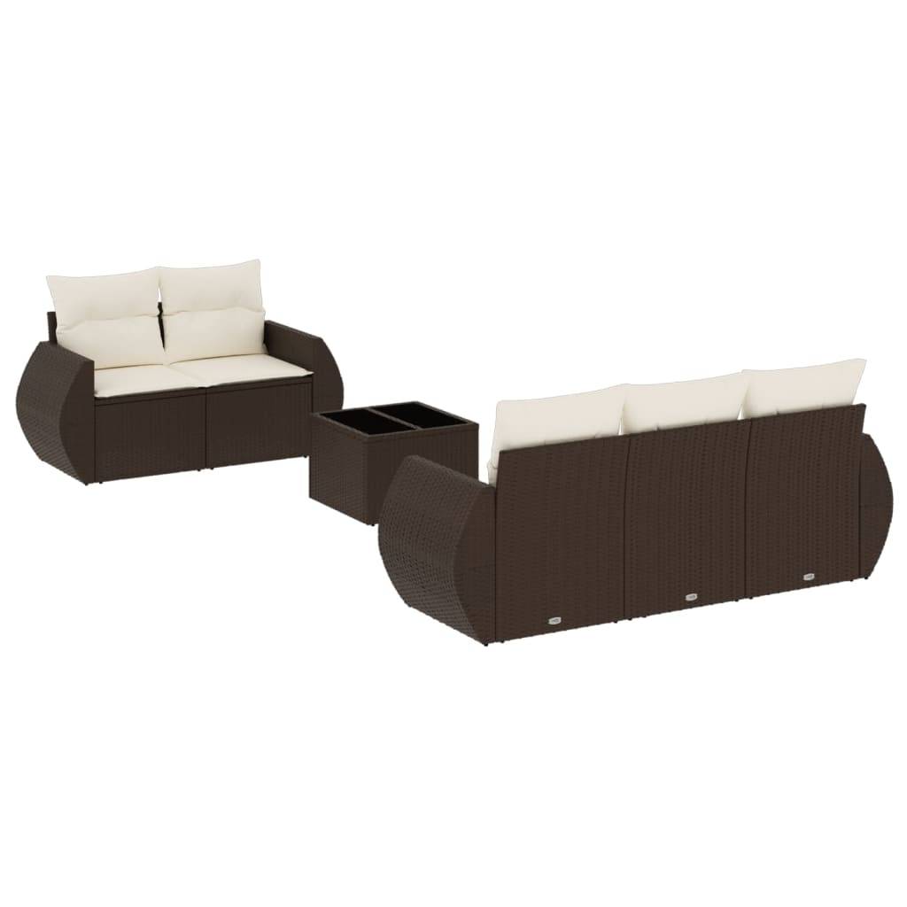 vidaXL 6-tlg. Garten-Sofagarnitur mit Kissen Braun Poly Rattan