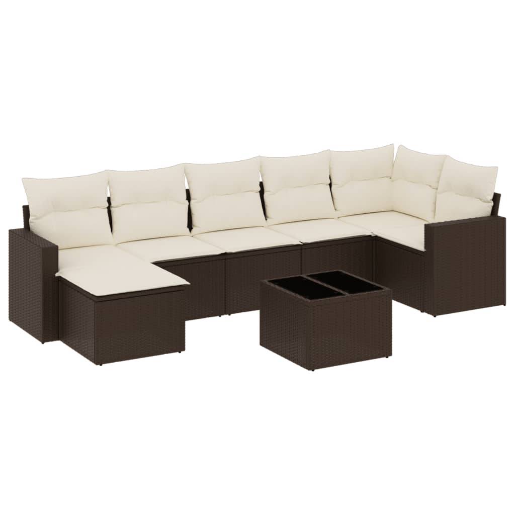 vidaXL 8-tlg. Garten-Sofagarnitur mit Kissen Braun Poly Rattan