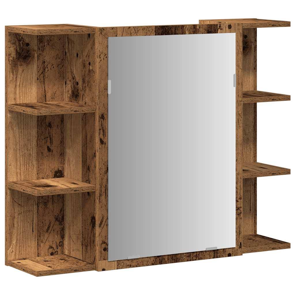 vidaXL Bad-Spiegelschrank Altholz-Optik 80x20,5x64 cm Holzwerkstoff
