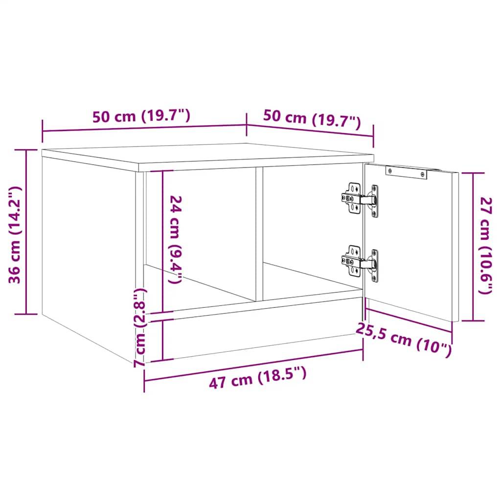 vidaXL Couchtisch Altholz-Optik 50x50x36 cm Holzwerkstoff