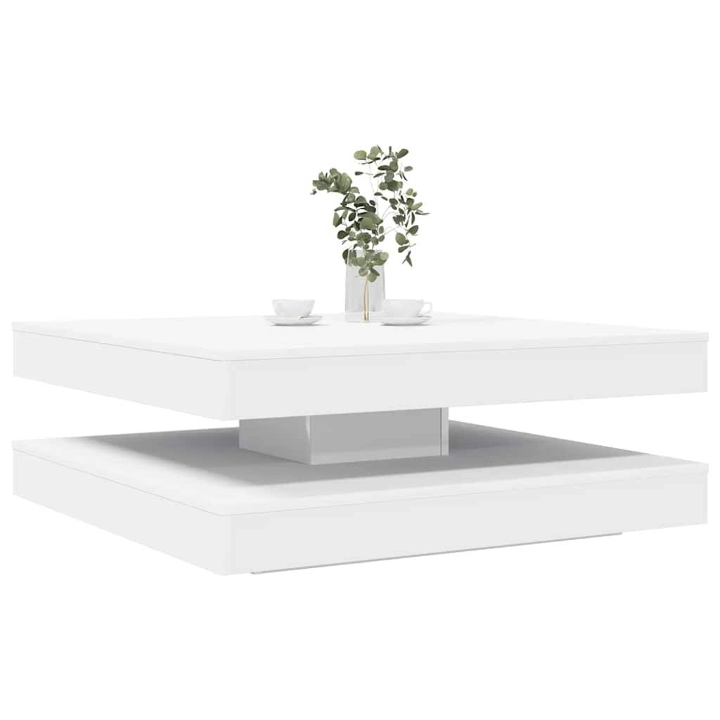 vidaXL Couchtisch 360-Grad Drehbar Weiß 90x90x34,5 cm