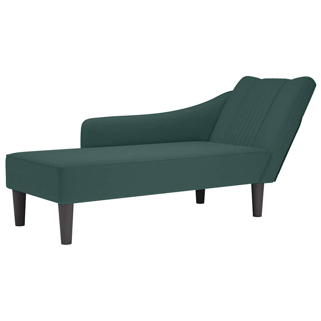 vidaXL Chaiselongue mit Rechter Armlehne Dunkelgrün Samt