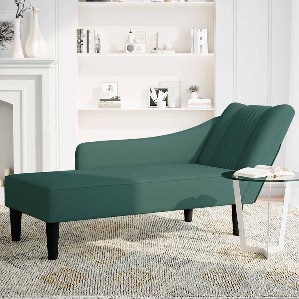 vidaXL Chaiselongue mit Rechter Armlehne Dunkelgrün Samt