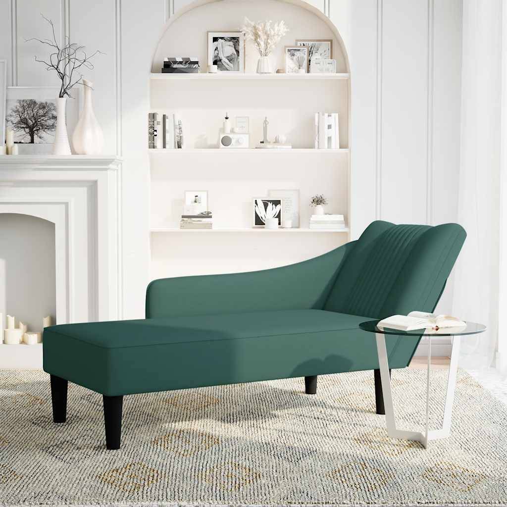 vidaXL Chaiselongue mit Rechter Armlehne Dunkelgrün Samt