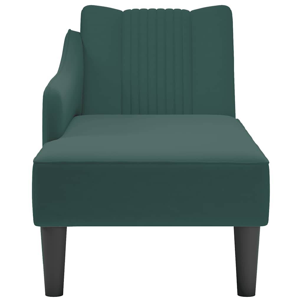 vidaXL Chaiselongue mit Rechter Armlehne Dunkelgrün Samt