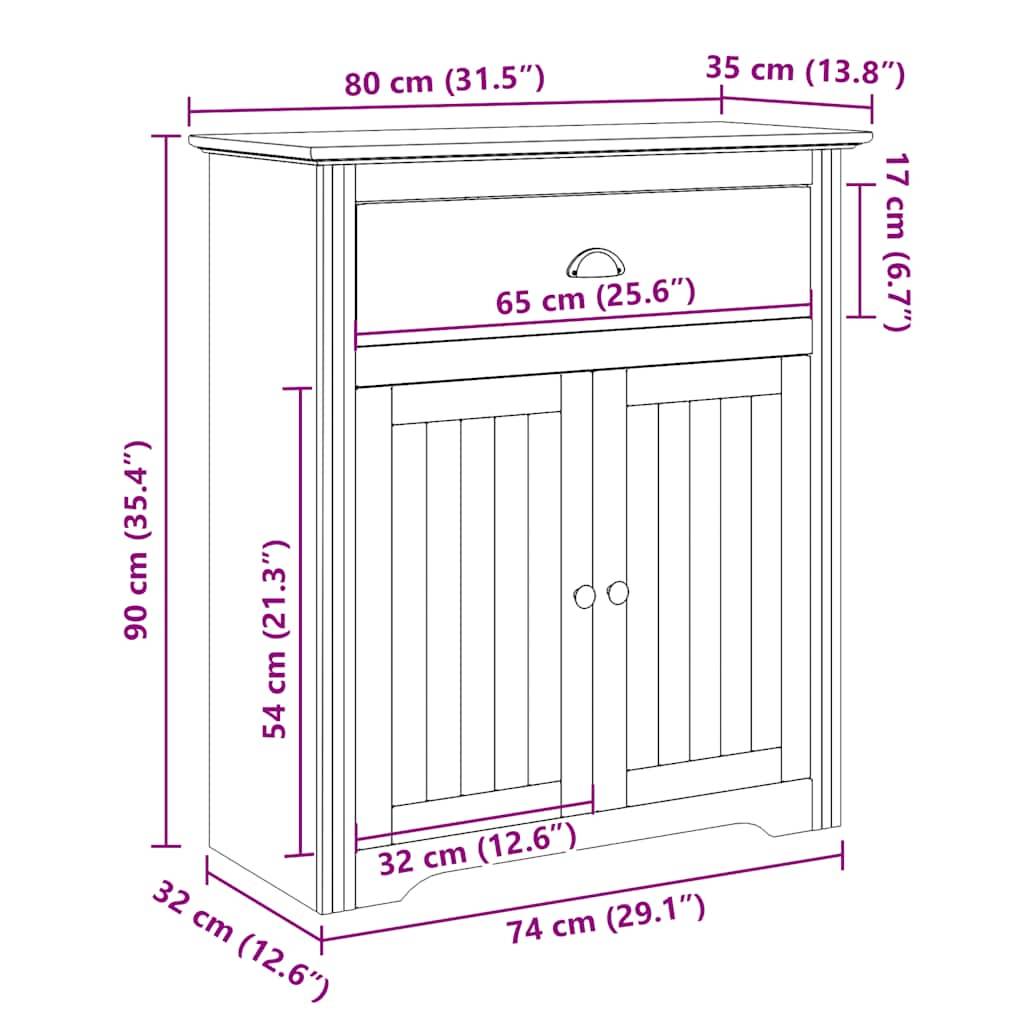 vidaXL Flurschrank BODO Weiß 80x35x90 cm