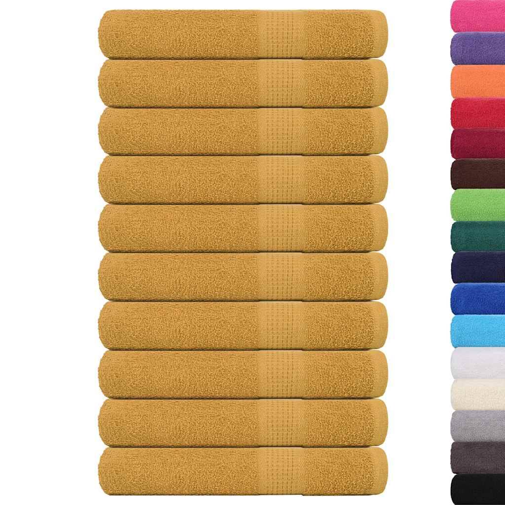 vidaXL Handtücher 10 Stk. Golden 100x200 cm 360 g/m² 100% Baumwolle