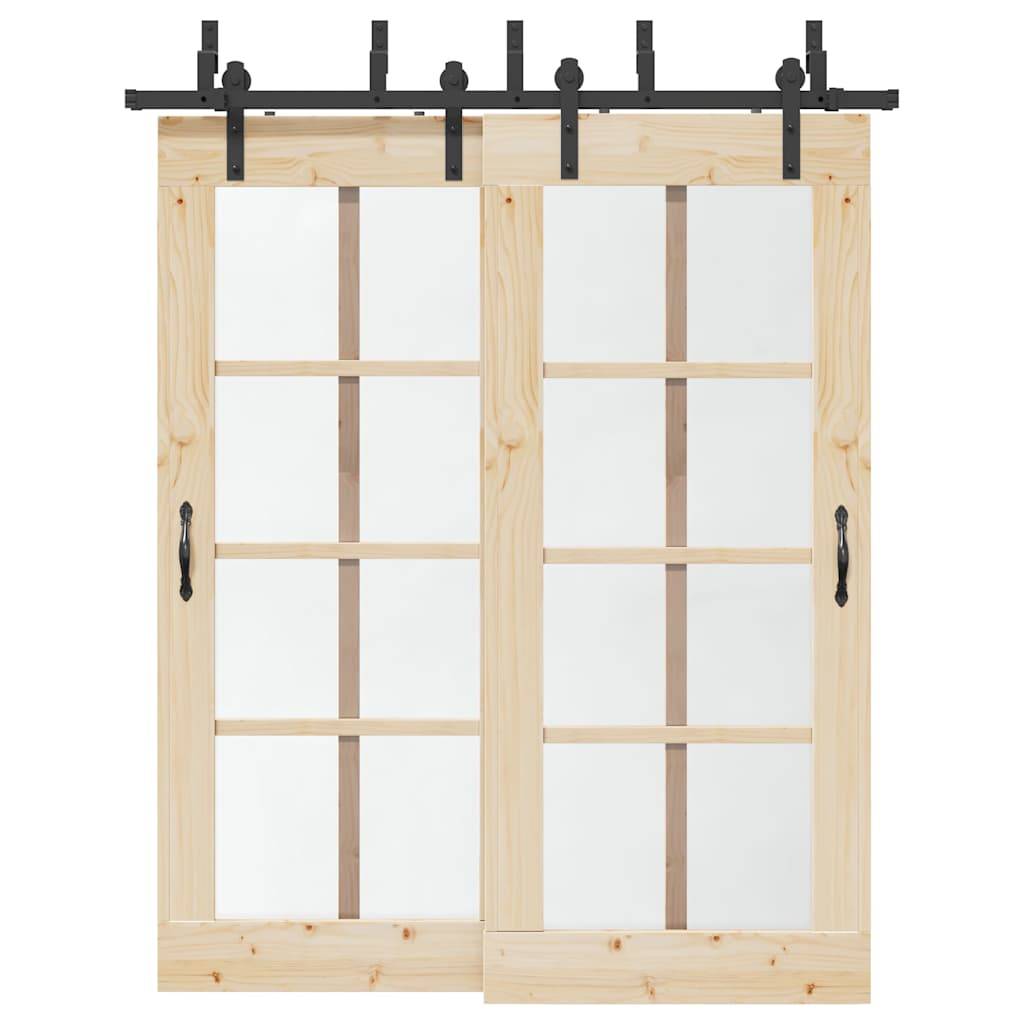 vidaXL Schiebetürbeschlag-Set 183 cm Stahl Schwarz