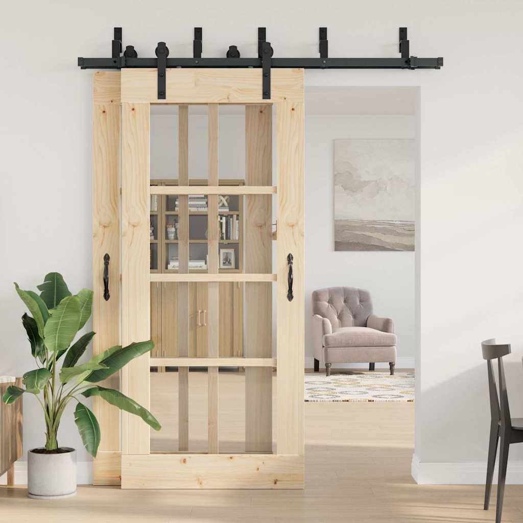 vidaXL Schiebetürbeschlag-Set 183 cm Stahl Schwarz