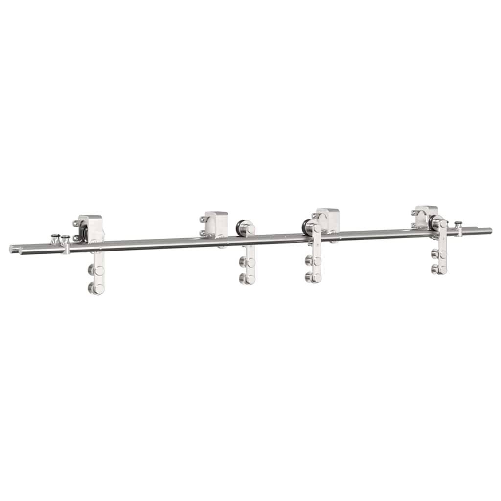 vidaXL Schiebetür-Beschlagsatz 183 cm Edelstahl Silbern