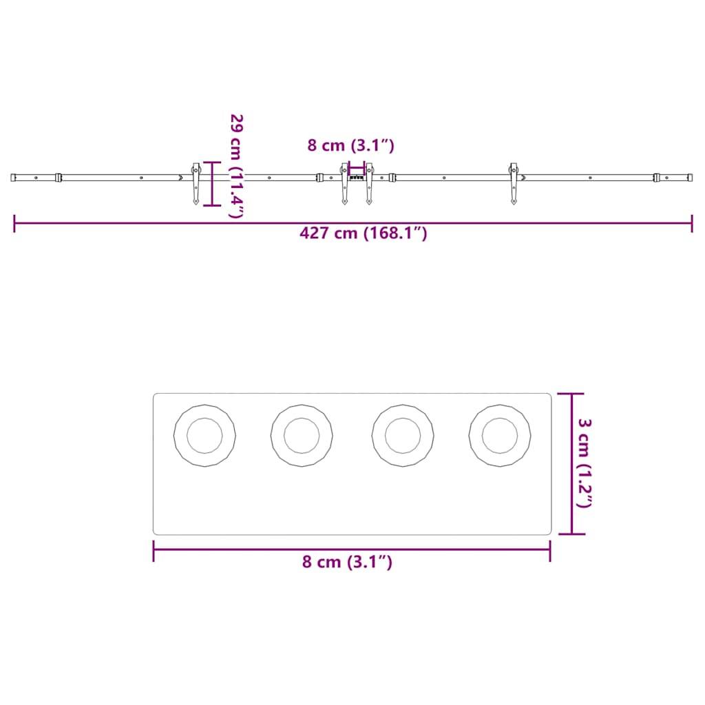 vidaXL Schiebetürbeschlag-Set 427 cm Stahl Schwarz