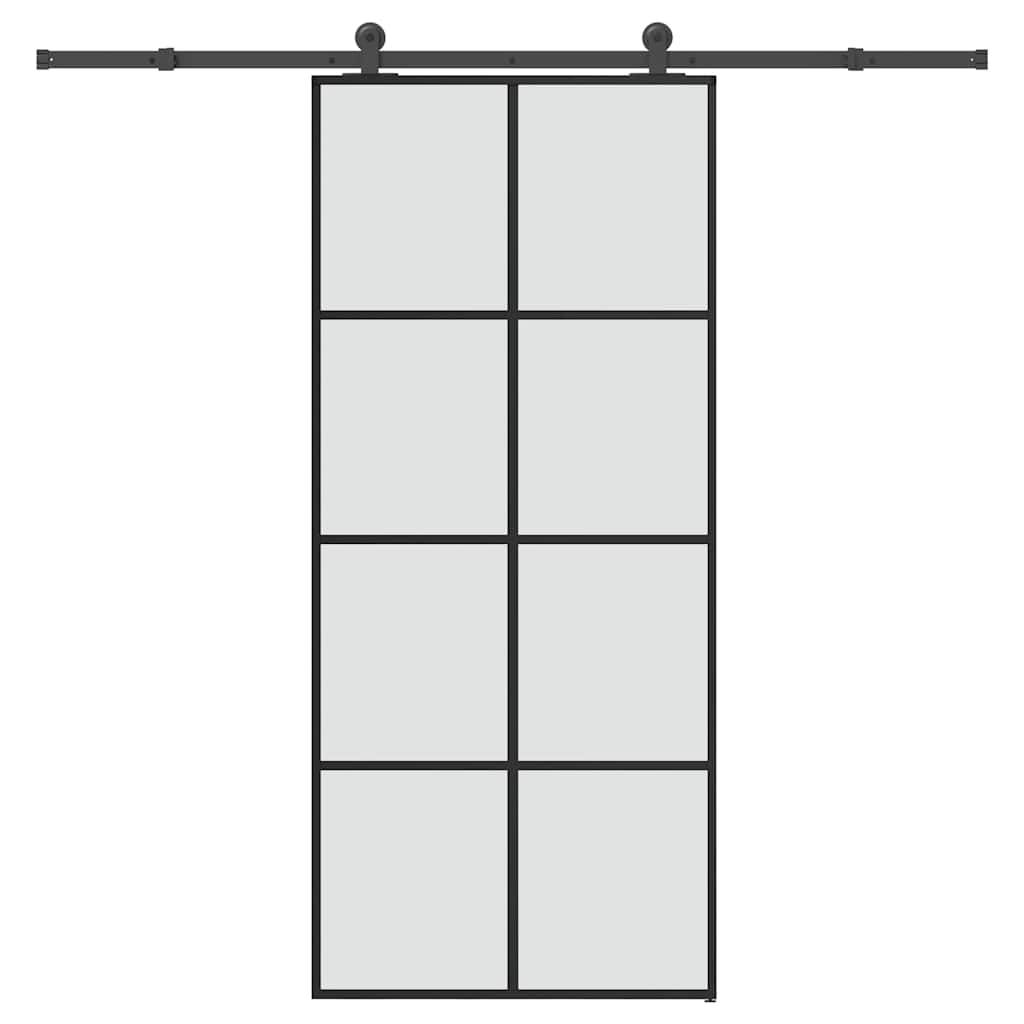 vidaXL Schiebetür mit Beschlag 90x205 cm ESG-Glas & Aluminium