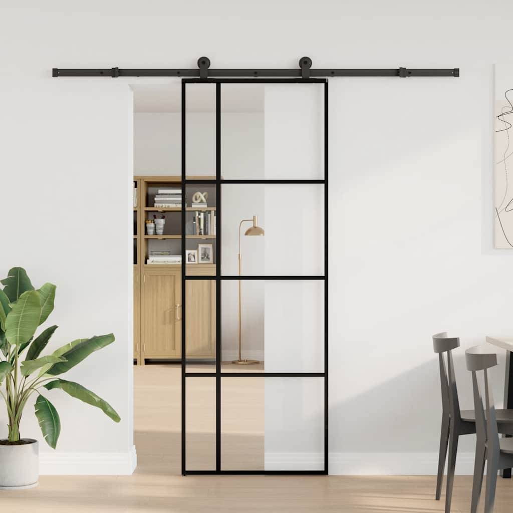 vidaXL Schiebetür mit Beschlag 76x205 cm ESG-Glas & Aluminium