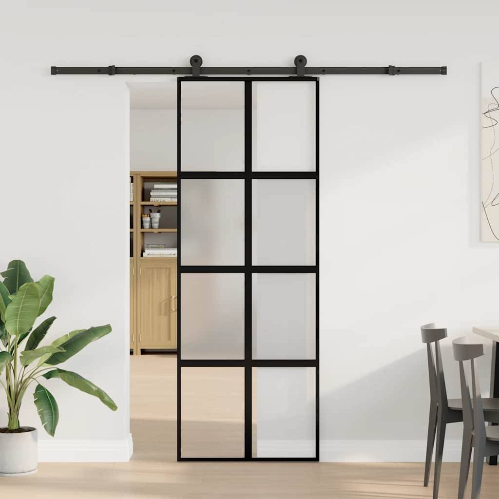 vidaXL Schiebetür mit Beschlag 76x205 cm Hartglas & Aluminium