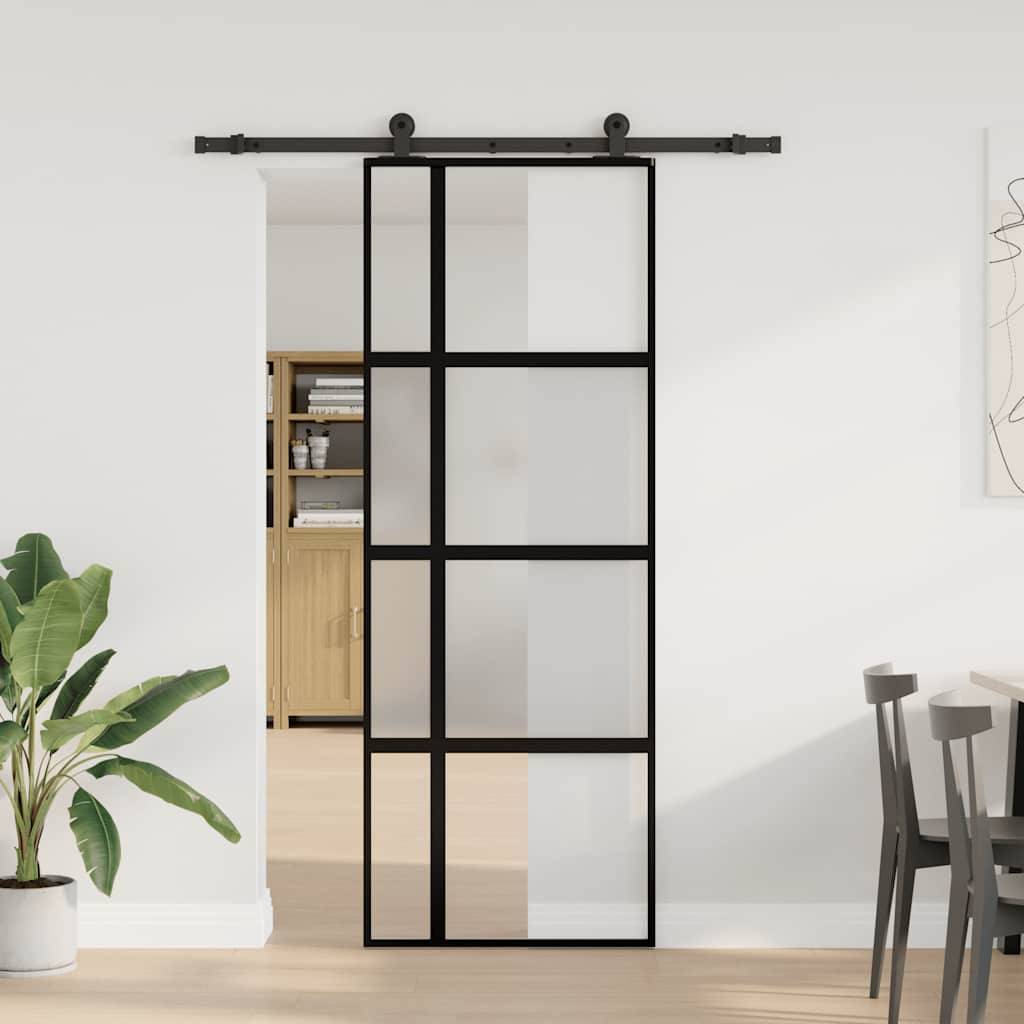 vidaXL Schiebetür mit Beschlag 76x205 cm Hartglas & Aluminium