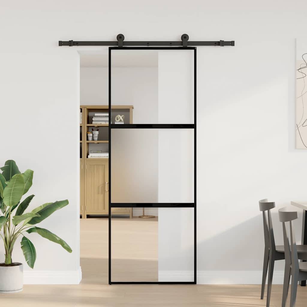 vidaXL Schiebetür mit Beschlag 76x205 cm Hartglas & Aluminium