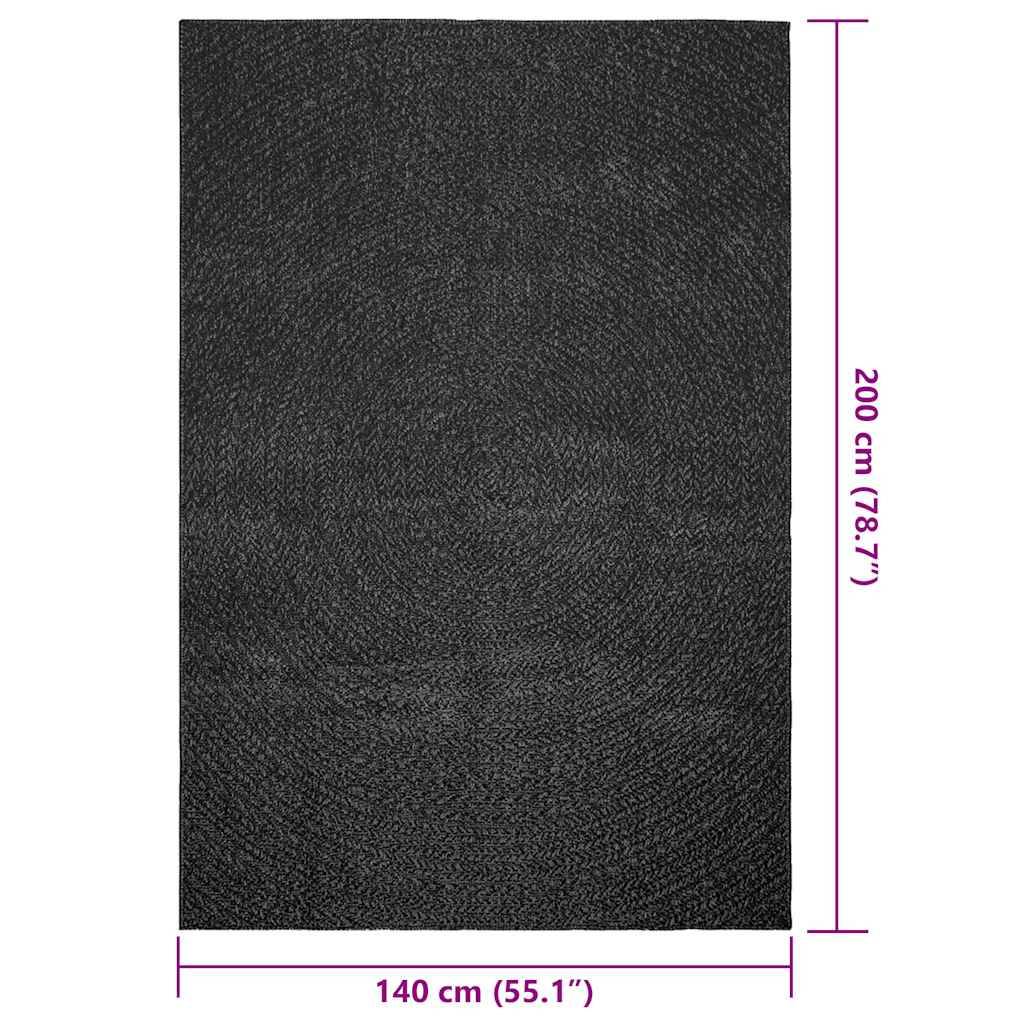 vidaXL Teppich ZIZUR Anthrazit 140x200cm Jute-Optik Indoor und Outdoor