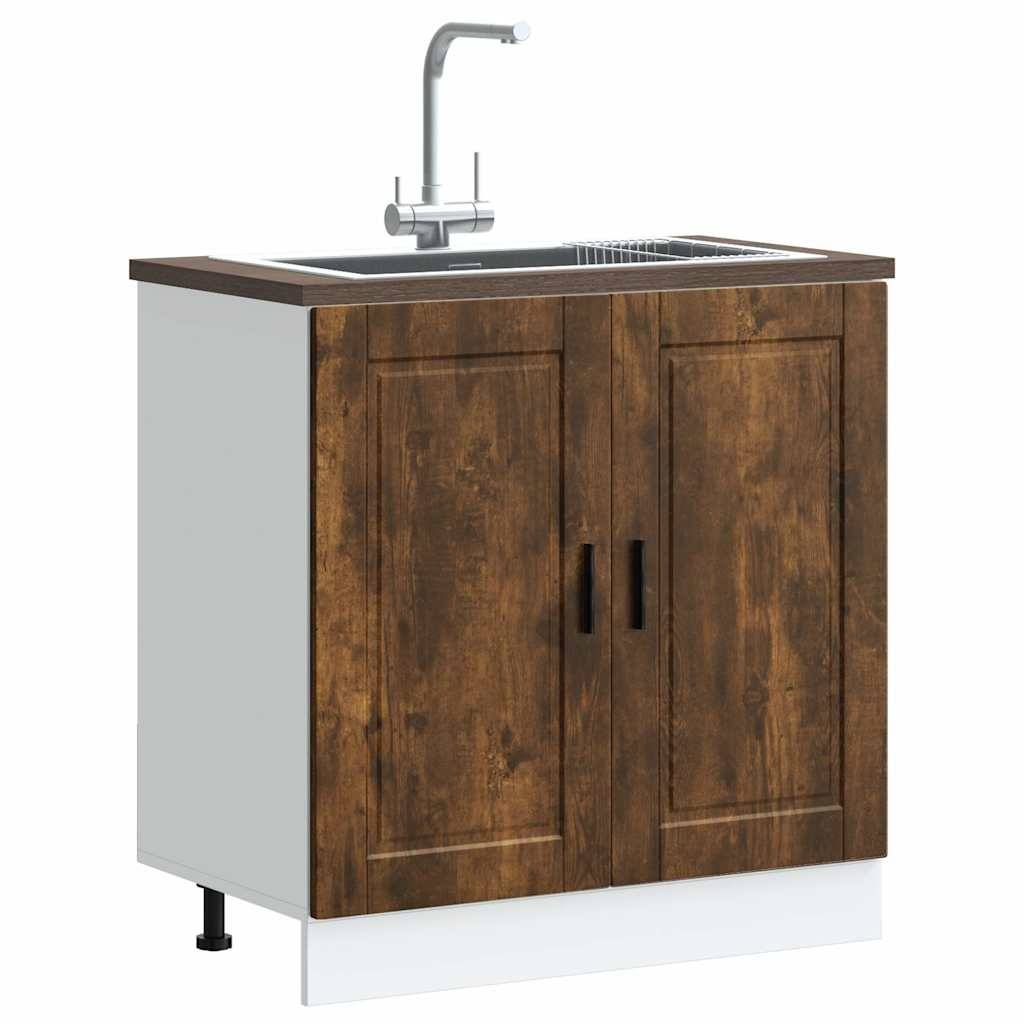 vidaXL Spülenunterschrank Porto Räuchereiche 80x46x81,5 cm