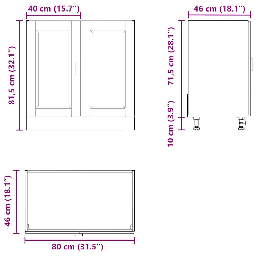 vidaXL Spülenunterschrank Porto Räuchereiche 80x46x81,5 cm