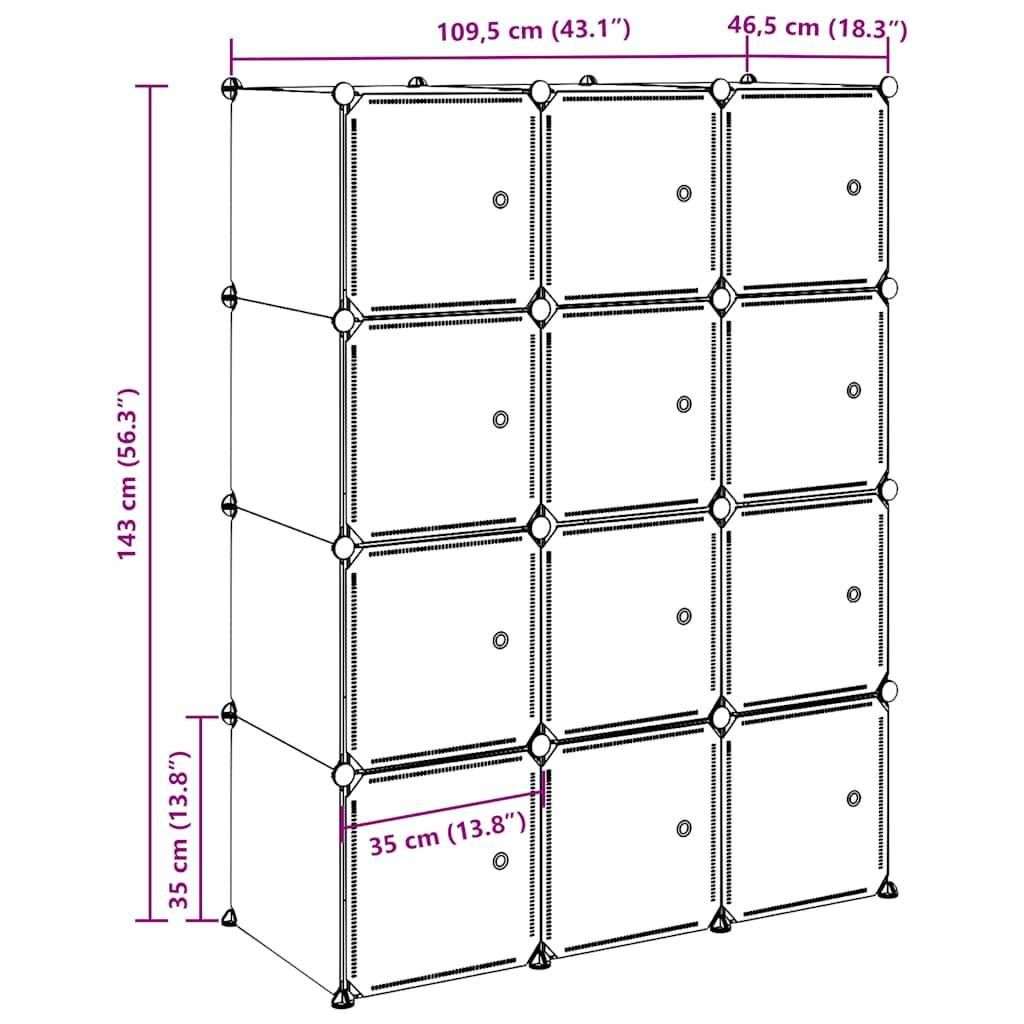 vidaXL Regalsystem mit 12 Würfeln und Aufhängestangen PP
