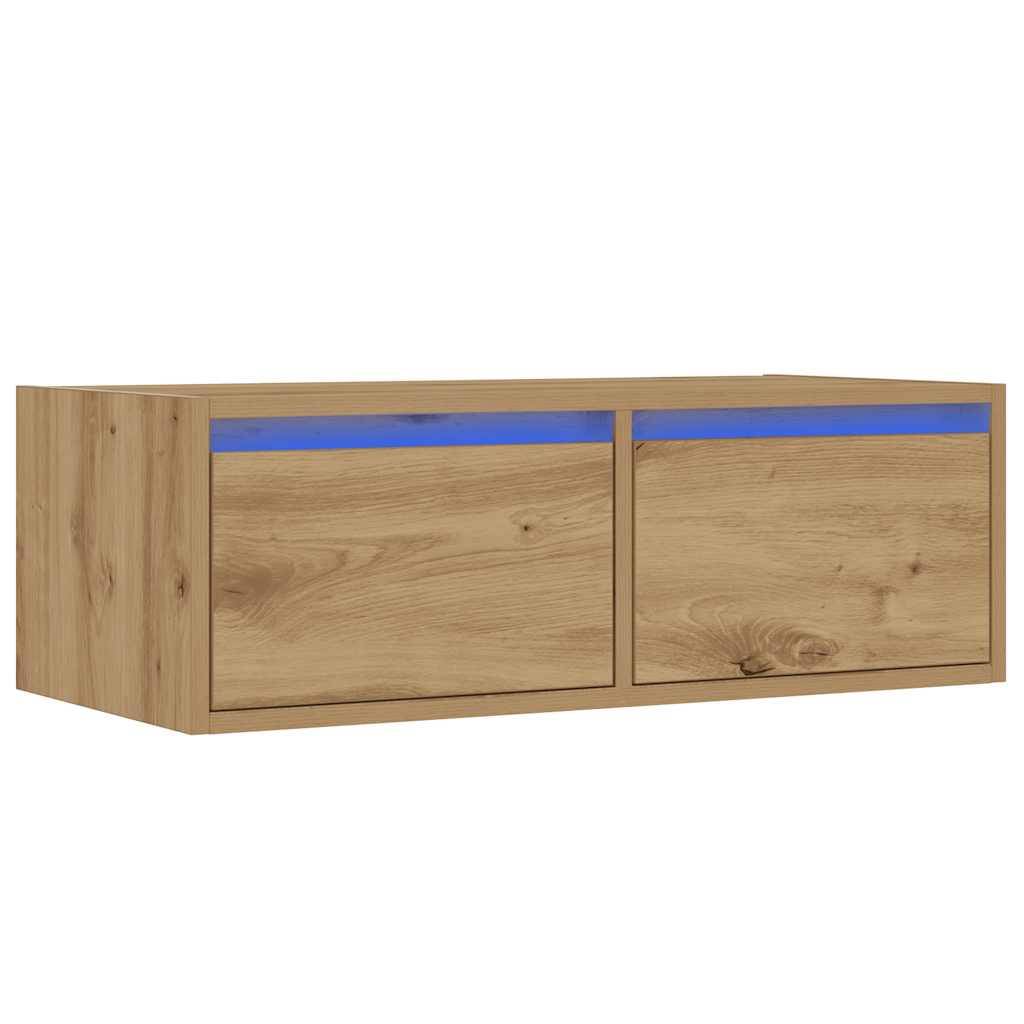 vidaXL TV-Schrank mit LED-Leuchten Artisan-Eiche 75x35,5x25 cm