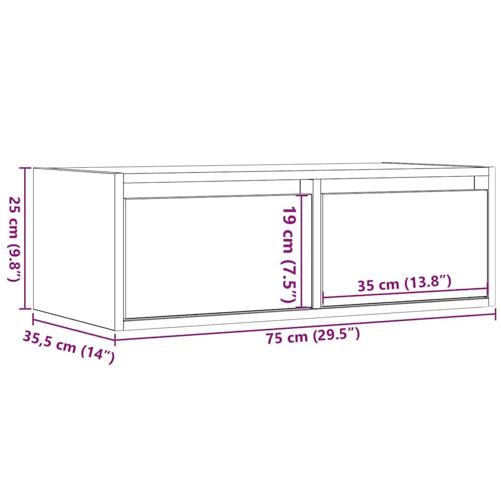 vidaXL TV-Schrank mit LED-Leuchten Artisan-Eiche 75x35,5x25 cm