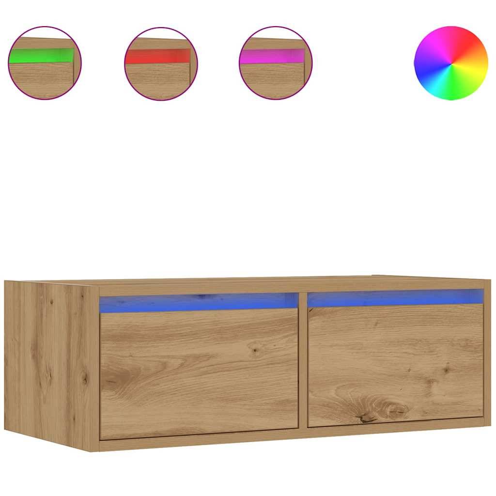 vidaXL TV-Schrank mit LED-Leuchten Artisan-Eiche 75x35,5x25 cm