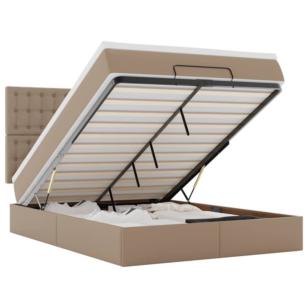 vidaXL Ottoman-Bett mit Matratze & LEDs 140x200cm Kunstleder