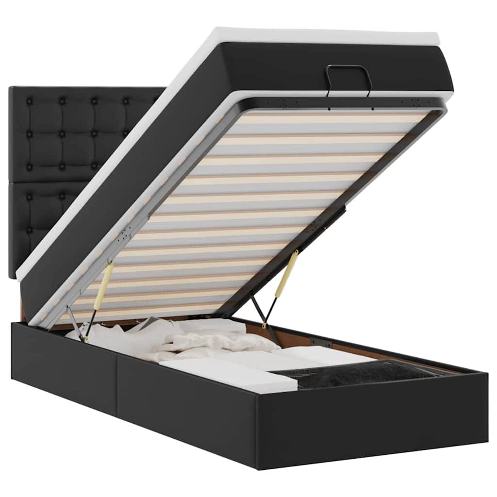 vidaXL Ottoman-Bett mit Matratze Schwarz 90x190 cm Kunstleder