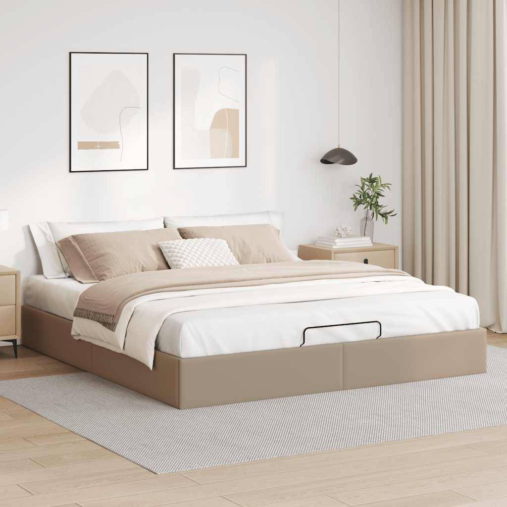 vidaXL Ottoman-Bett ohne Matratze Cappucino 160x200cm Kunstleder