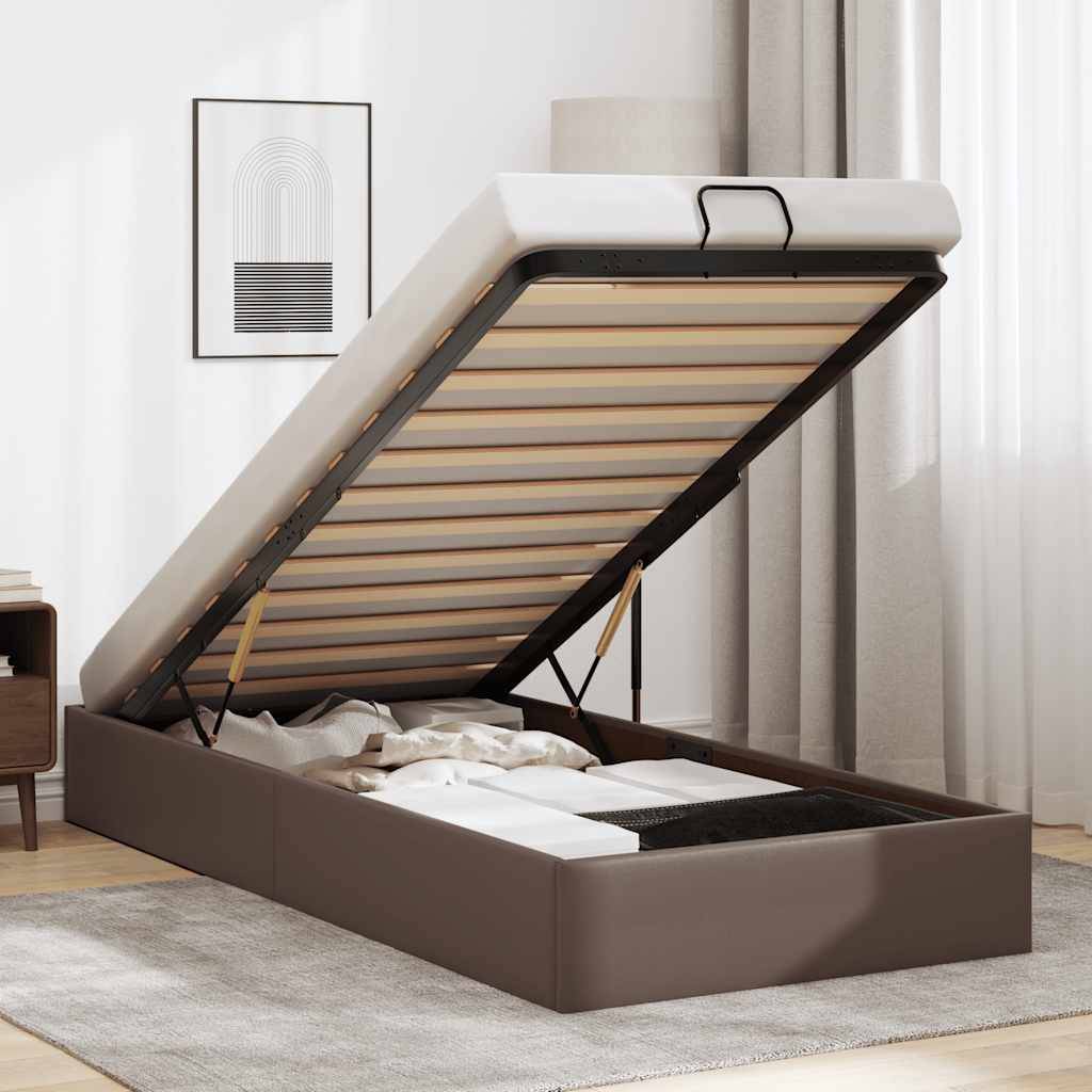 vidaXL Ottoman-Bett ohne Matratze Braun 90x200 cm Kunstleder