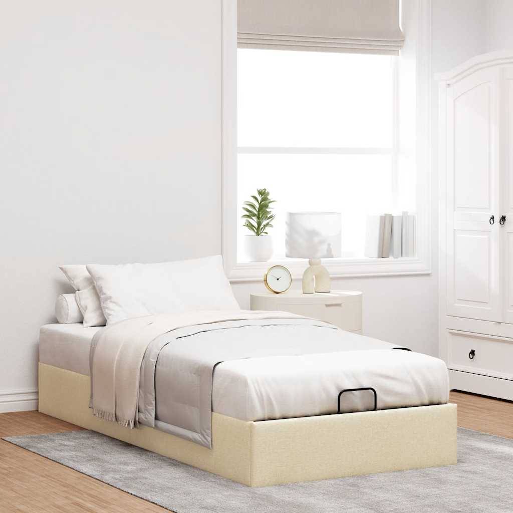 vidaXL Ottoman-Bett ohne Matratze Creme 100x200 cm Stoff