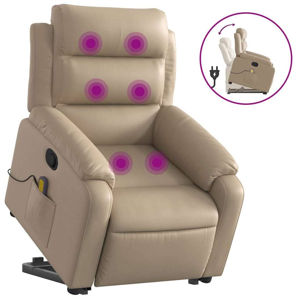 vidaXL Massagesessel mit Aufstehhilfe Cappuccino-Braun Kunstleder