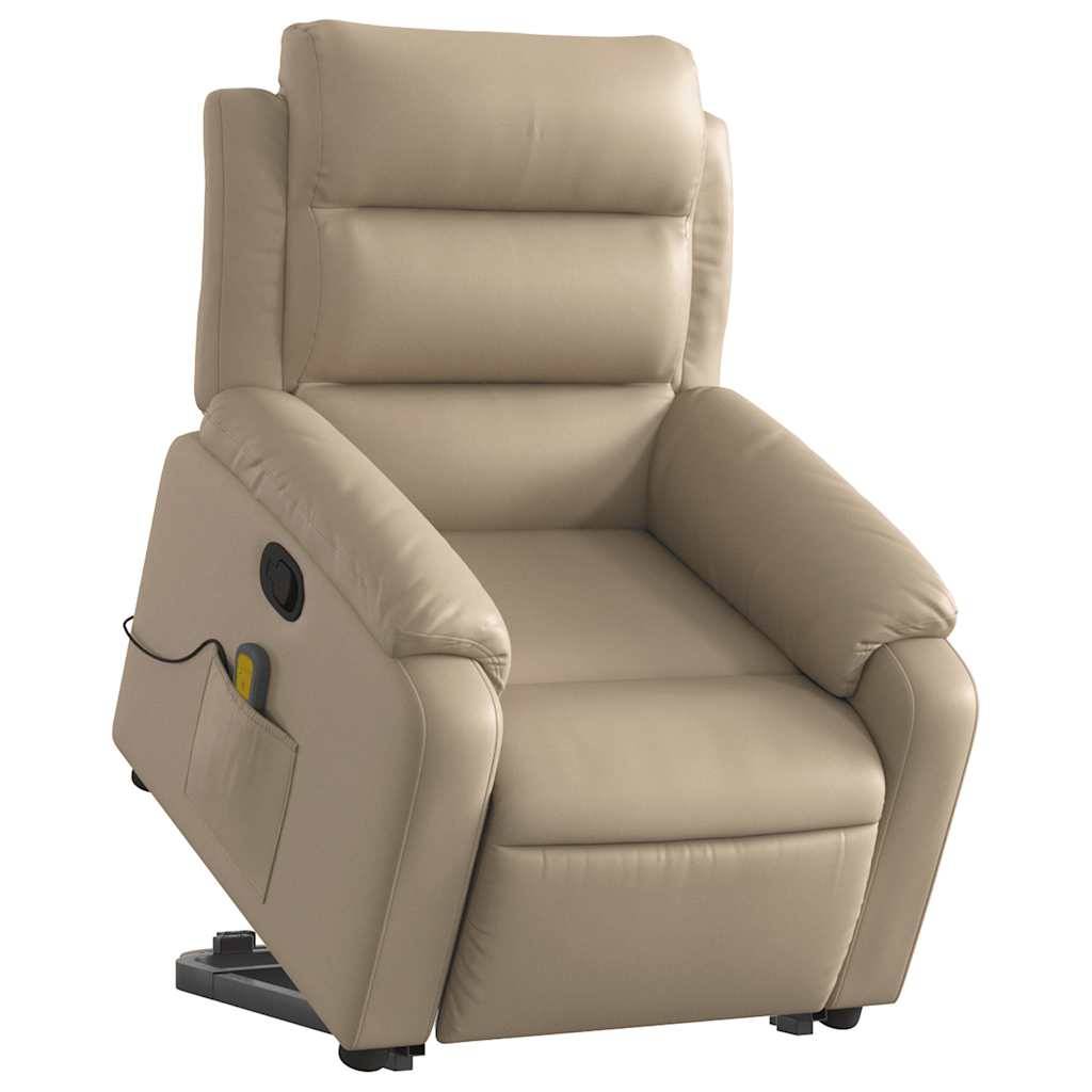 vidaXL Massagesessel mit Aufstehhilfe Cappuccino-Braun Kunstleder